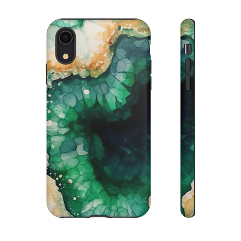 Green Geode in Watercolor - Impact Resistant Phone Case iPhone XR Matte